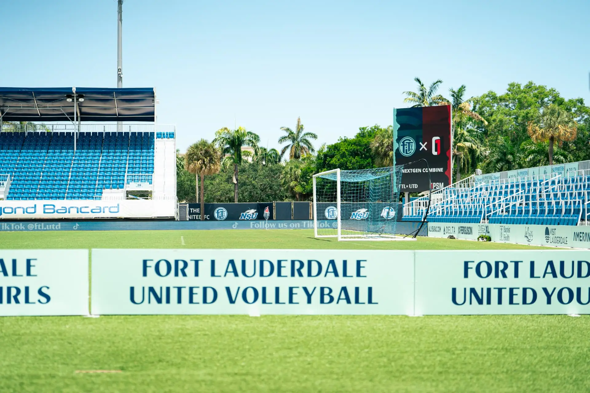 NextGen Combine signage on the videoboard at Fort Lauderdale United