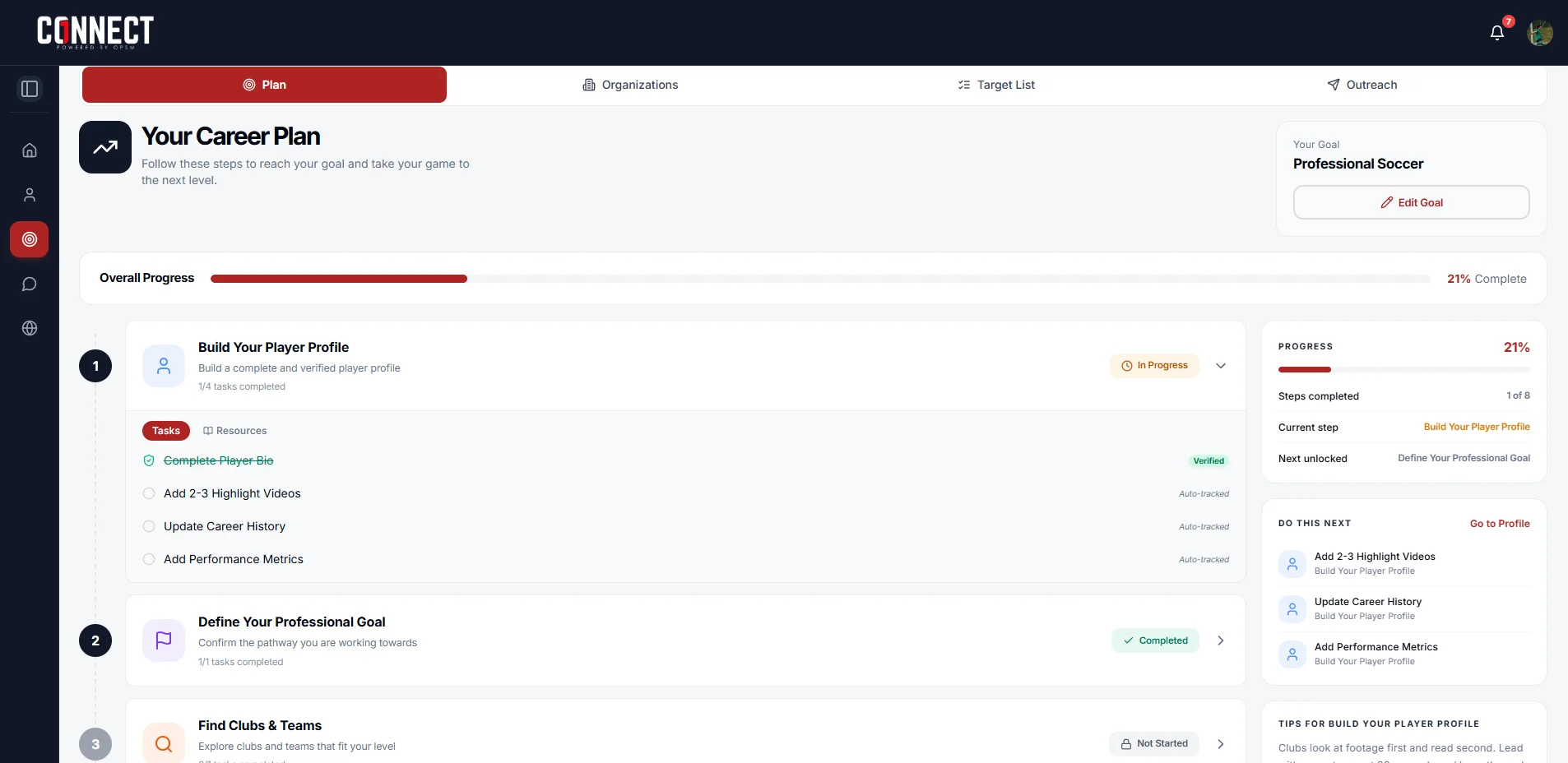 The recruiting plan with phases and tasks